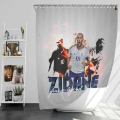 Zinedine Zidane Inspiring Football Shower Curtain