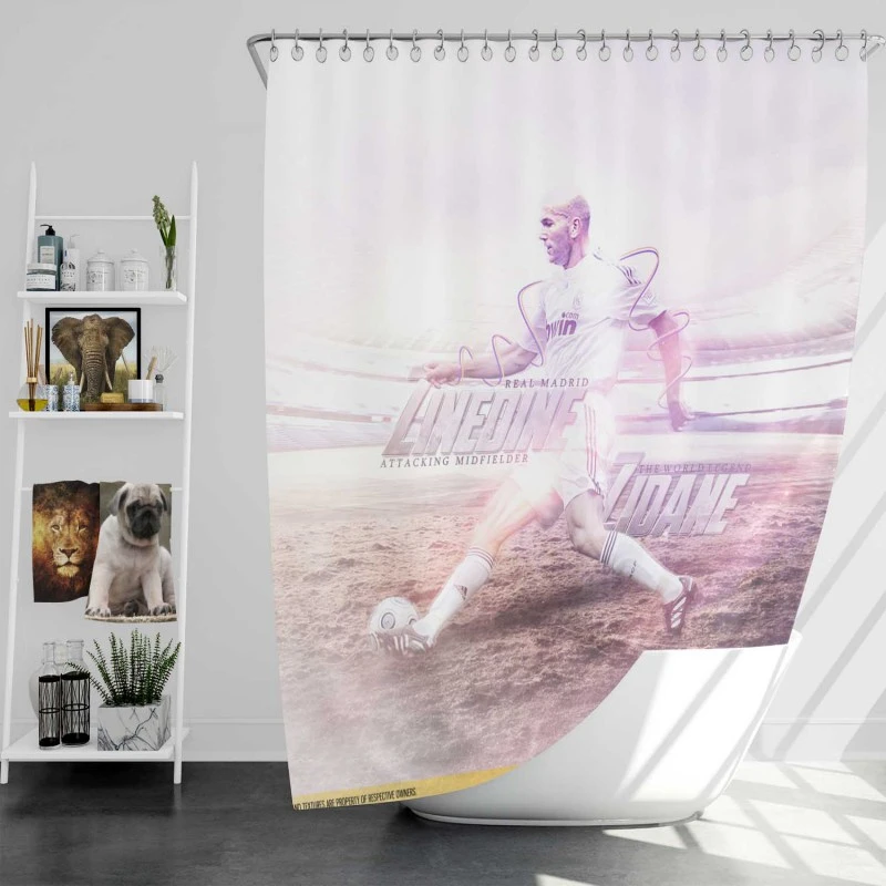 Zinedine Zidane Outstanding Football Shower Curtain