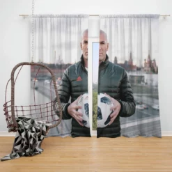 Zinedine Zidane Top Ranked Footballer Window Curtain