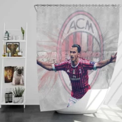 Zlatan Ibrahimovic Honorable AC Milan Football Shower Curtain