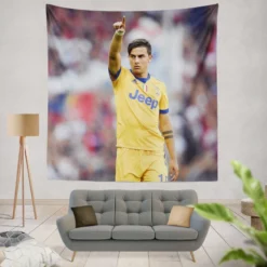 competitive Football Player Paulo Bruno Dybala Tapestry