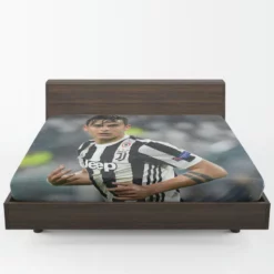 determined Juve Footballer Player Paulo Dybala Fitted Sheet 1