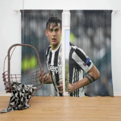 determined Juve Footballer Player Paulo Dybala Window Curtain