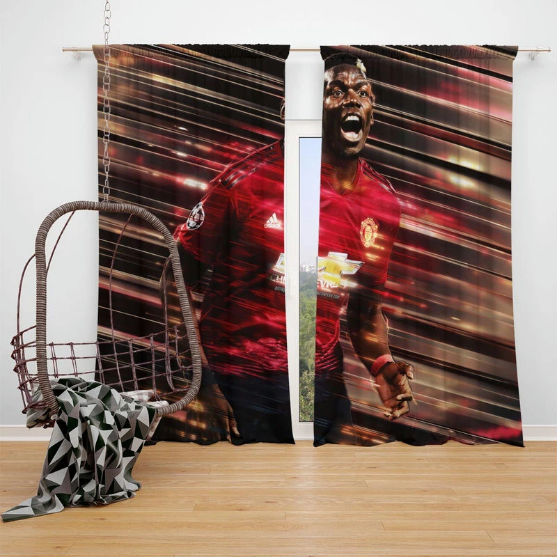 enthusiastic United sports Player Paul Pogba Window Curtain