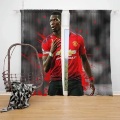 extraordinary United Football Player Paul Pogba Window Curtain