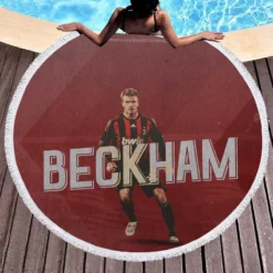 A C Milan Top Ranked Player David Beckham Round Beach Towel 1