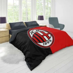 AC Milan Black and Red Football Club Logo Duvet Cover 1