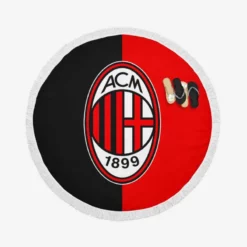 AC Milan Black and Red Football Club Logo Round Beach Towel