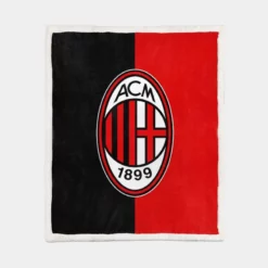 AC Milan Black and Red Football Club Logo Sherpa Fleece Blanket 1