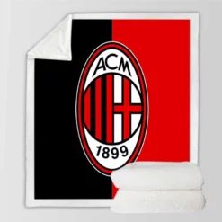 AC Milan Black and Red Football Club Logo Sherpa Fleece Blanket