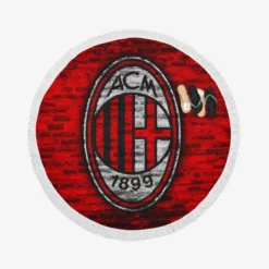 AC Milan Brick Design Football Club Logo Round Beach Towel