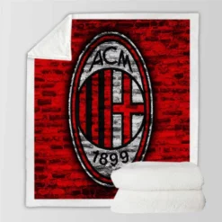 AC Milan Brick Design Football Club Logo Sherpa Fleece Blanket