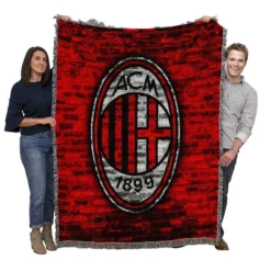 AC Milan Brick Design Football Club Logo Woven Blanket
