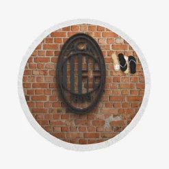 AC Milan Brick Wall Football Logo Round Beach Towel