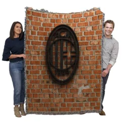 AC Milan Brick Wall Football Logo Woven Blanket