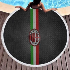 AC Milan Champions League Soccer Team Round Beach Towel 1