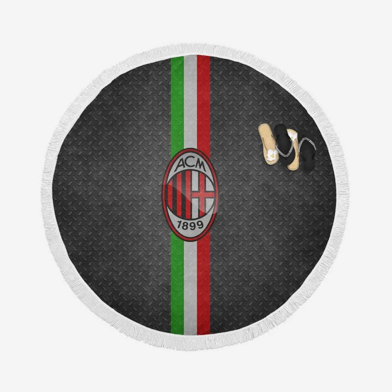 AC Milan Champions League Soccer Team Round Beach Towel