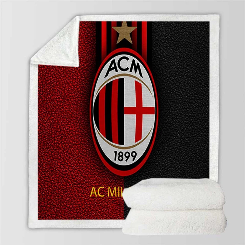 AC Milan Football Club Logo Sherpa Fleece Blanket