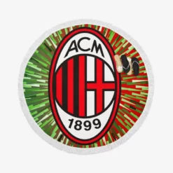 AC Milan Green and Red Football Club Logo Round Beach Towel