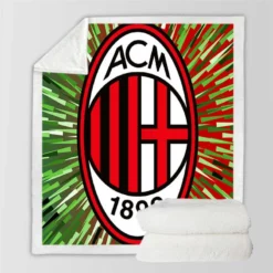 AC Milan Green and Red Football Club Logo Sherpa Fleece Blanket