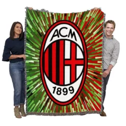 AC Milan Green and Red Football Club Logo Woven Blanket