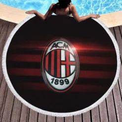 AC Milan Professional Football Team Round Beach Towel 1