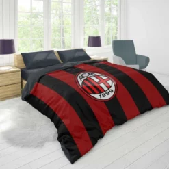 AC Milan Striped Design Football Logo Duvet Cover 1