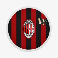 AC Milan Striped Design Football Logo Round Beach Towel