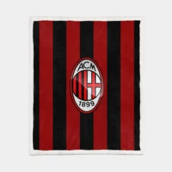 AC Milan Striped Design Football Logo Sherpa Fleece Blanket 1