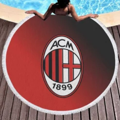 AC Milan Top Fan Following Football Club Round Beach Towel 1