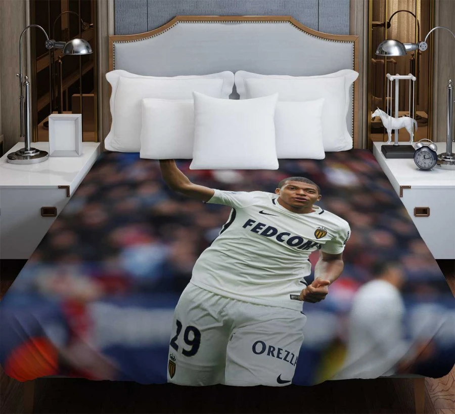 AS Monaco Football Player Kylian Mbappe Duvet Cover