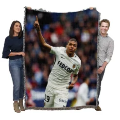 AS Monaco Football Player Kylian Mbappe Woven Blanket