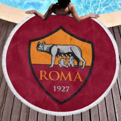 AS Roma Copa Italia Football Soccer Club Round Beach Towel 1