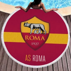 AS Roma Football Club Logo in Italy Round Beach Towel 1