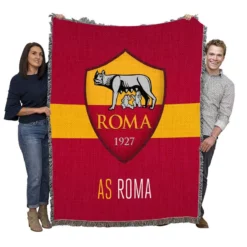 AS Roma Football Club Logo in Italy Woven Blanket