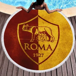 AS Roma Top Ranked Soccer Team in Italy Round Beach Towel 1