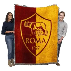 AS Roma Top Ranked Soccer Team in Italy Woven Blanket