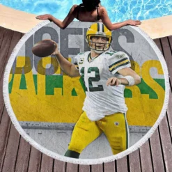 Aaron Rodgers NFL Green Bay Packers Club Round Beach Towel 1