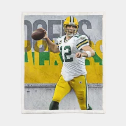 Aaron Rodgers NFL Green Bay Packers Club Sherpa Fleece Blanket 1