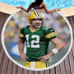 Aaron Rodgers Popular NFL Player Round Beach Towel 1