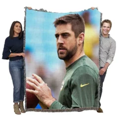Aaron Rodgers Professional American Football Player Woven Blanket