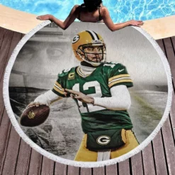 Aaron Rodgers Top Ranked NFL Player Round Beach Towel 1