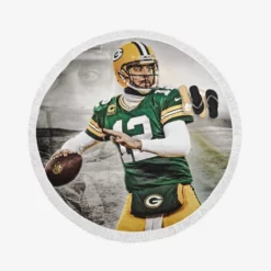Aaron Rodgers Top Ranked NFL Player Round Beach Towel