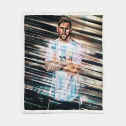 Active Football Player Lionel Messi Sherpa Fleece Blanket 1