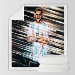 Active Football Player Lionel Messi Sherpa Fleece Blanket