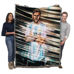 Active Football Player Lionel Messi Woven Blanket