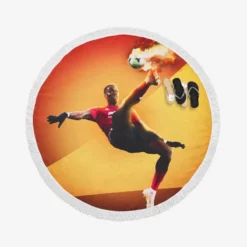 Active Football Player Paul Pogba Round Beach Towel