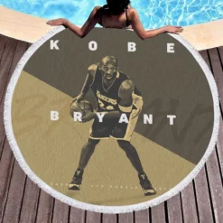 Active NBA Basketball Player Kobe Bryant Round Beach Towel 1
