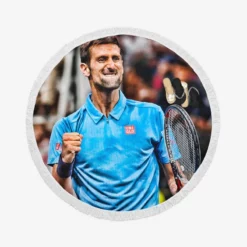 Active Serbian Tennis Player Novak Djokovic Round Beach Towel