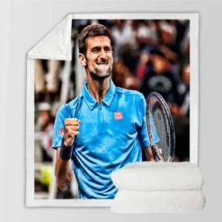 Active Serbian Tennis Player Novak Djokovic Sherpa Fleece Blanket